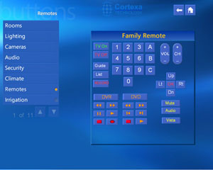 Cortexa remote control page