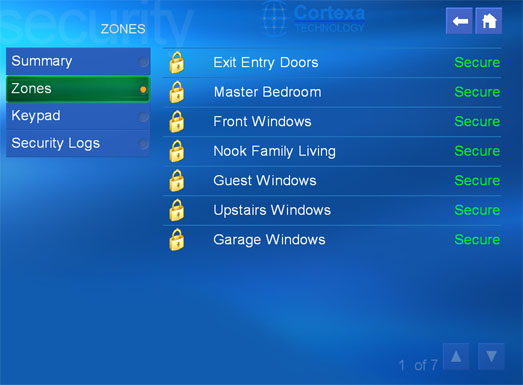 Security zones in Cortexa user interface